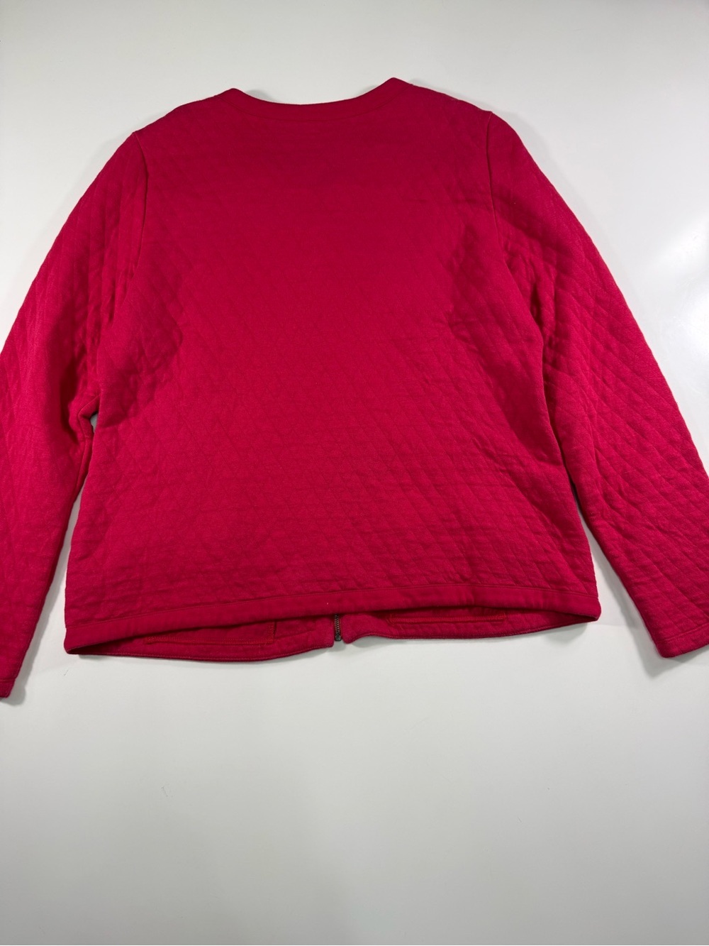 Talbots Deep Raspberry Zip-Front Quilt Sweatshirt - Picture 7 of 7